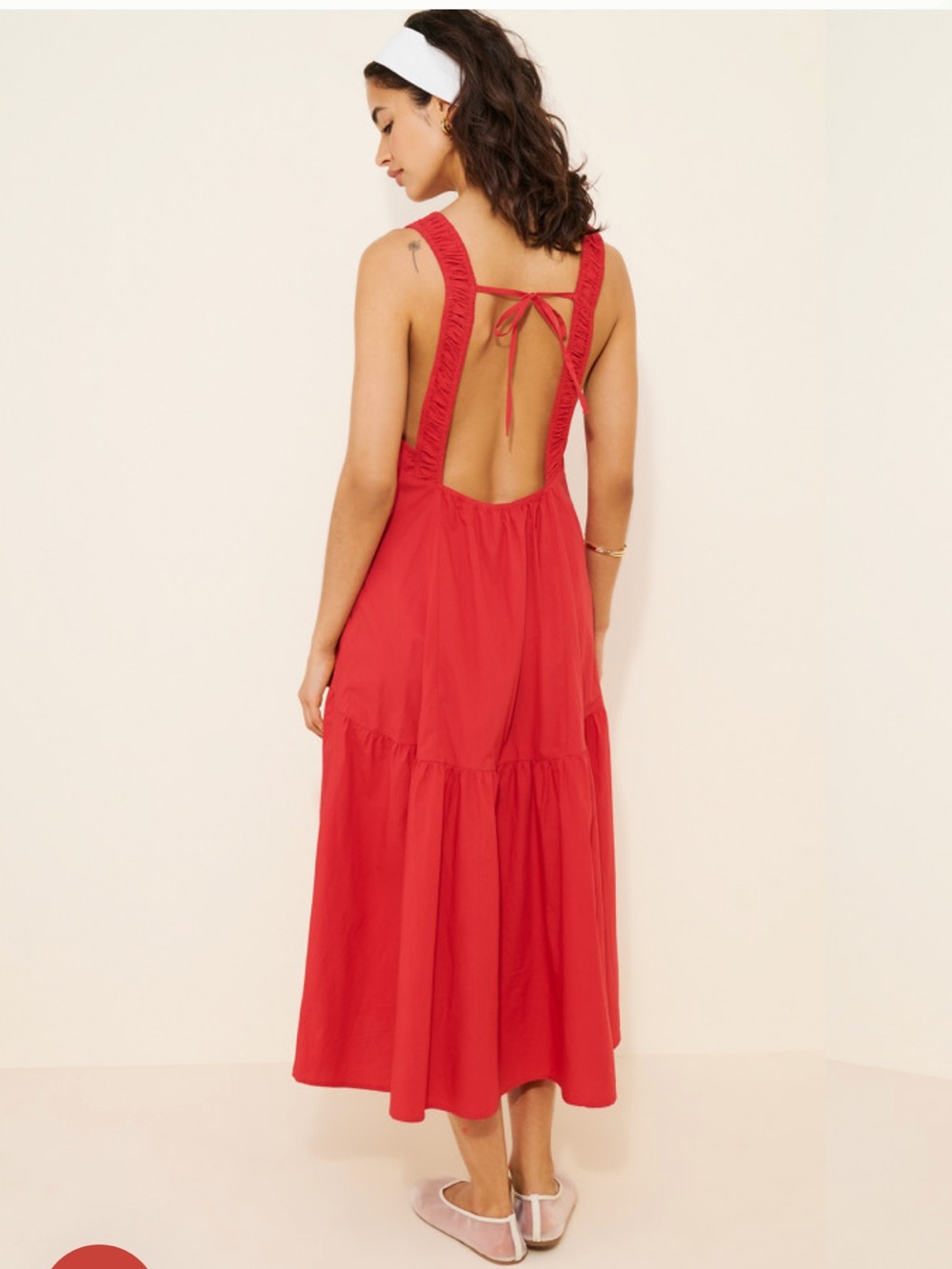 Anthropologie Celandine Sleeveless Smocked Open-Back Midi Dress In Red